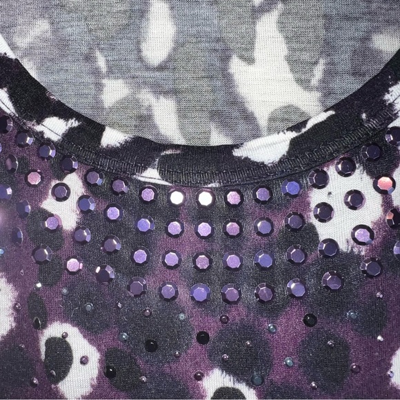 St. John Purple Printed Scoop Neck Blouse Sz P - Picture 5 of 12